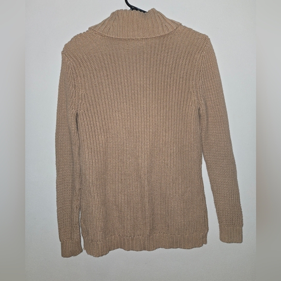 ​LAUREN Ralph Lauren Petite P/M Buckle Shawl Collar Cardigan Sweater Tan - Picture 3 of 7